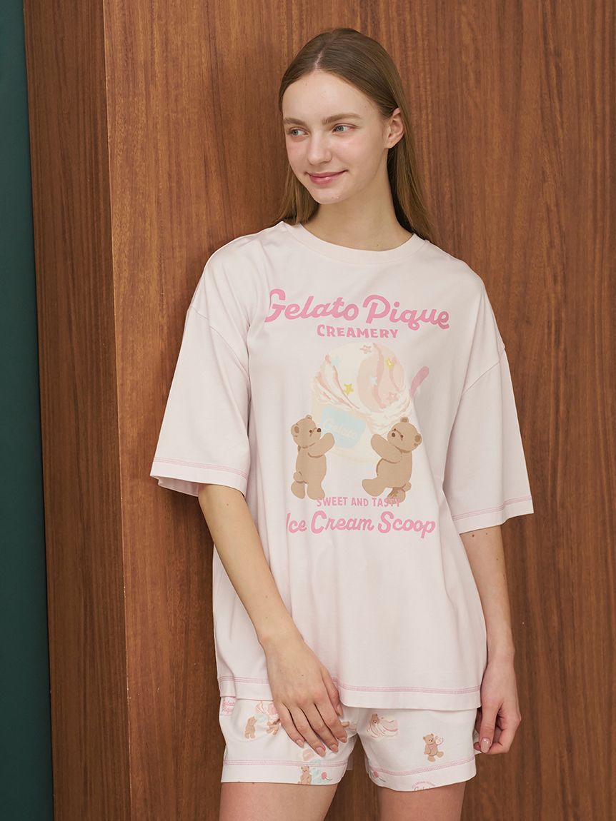 gelato pique「【接触冷感】アイスクリームベアワンポイントTシャツ」|ルームウェア|