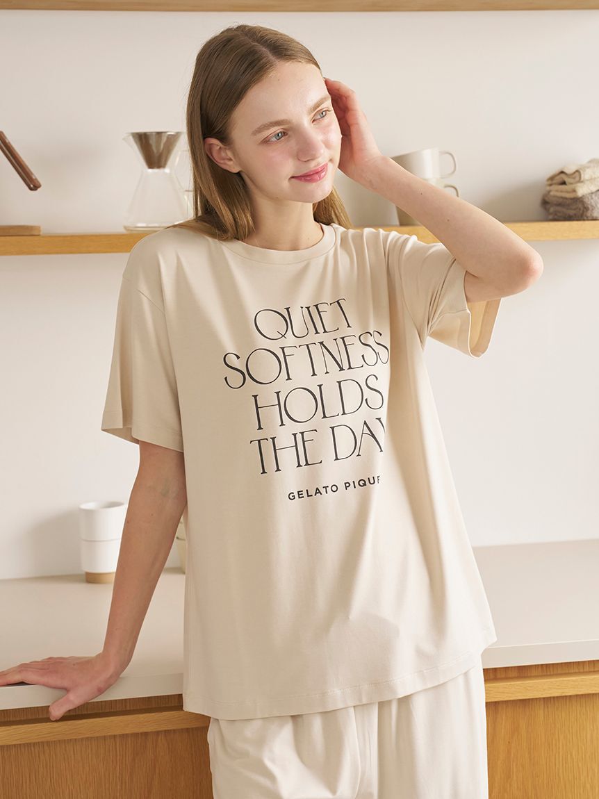 gelato pique「【接触冷感】レーヨンロゴTシャツ」|ルームウェア|BEG