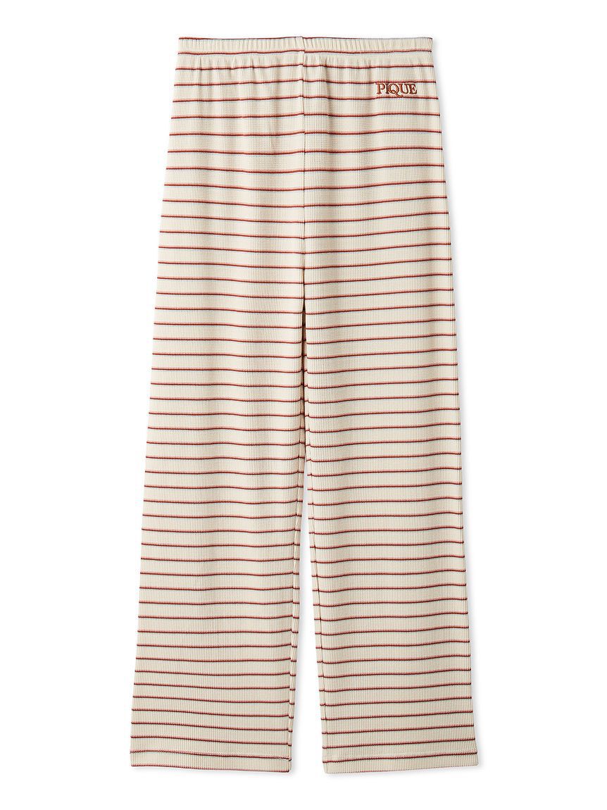 gelato pique「ワッフルボーダーロングパンツ」|ルームウェア|RED