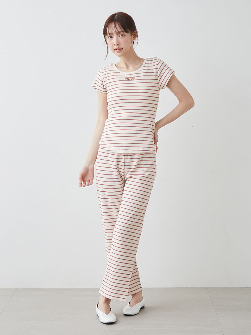 gelato pique「ワッフルボーダーTシャツ」|ルームウェア|