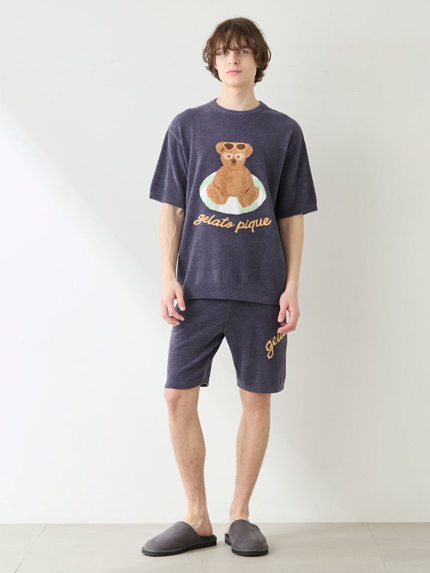 GELATO PIQUE HOMME「【ONLINE限定】【HOMME】 サマーベアジャガードプルオーバー&ロゴジャガードハーフパンツセット」|ルームウェア|