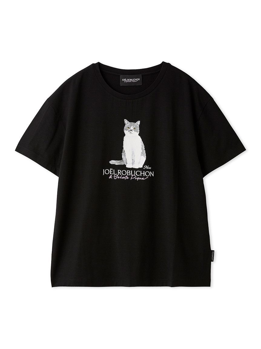 gelato pique「【JOEL ROBUCHON】【持続冷感】CATプリントTシャツ」|ルームウェア|BLK