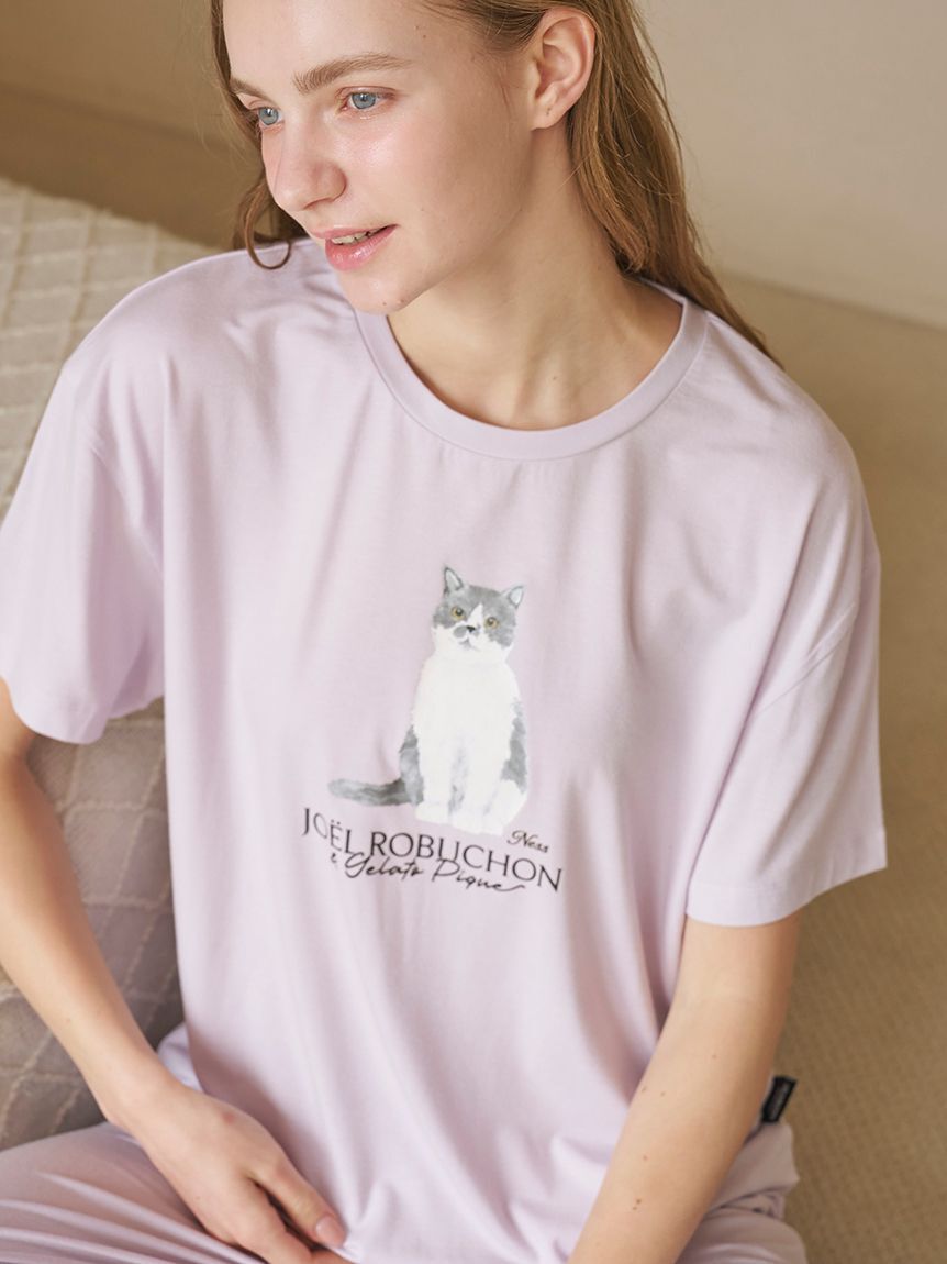 gelato pique「【JOEL ROBUCHON】【持続冷感】CATプリントTシャツ」|ルームウェア|
