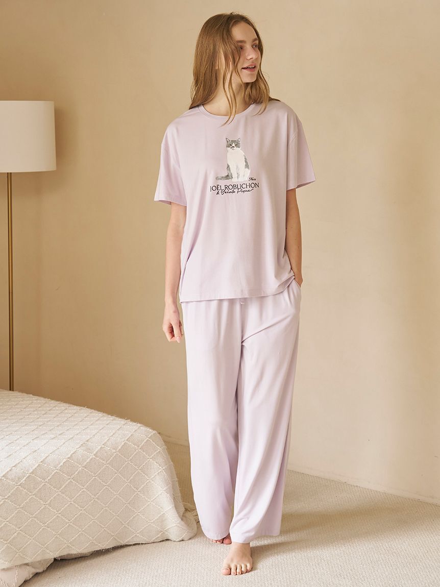gelato pique「【JOEL ROBUCHON】【持続冷感】CATプリントTシャツ」|ルームウェア|