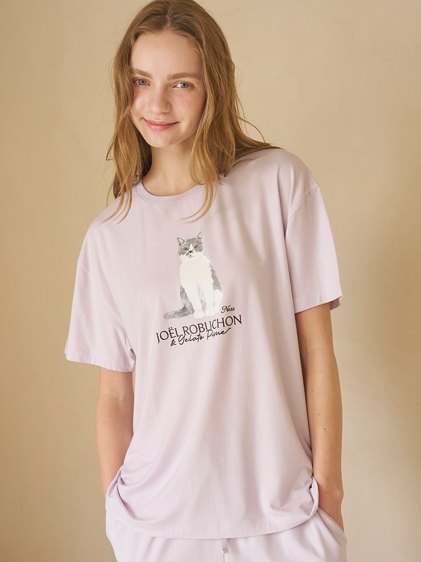 gelato pique「【JOEL ROBUCHON】【持続冷感】CATプリントTシャツ」|ルームウェア|
