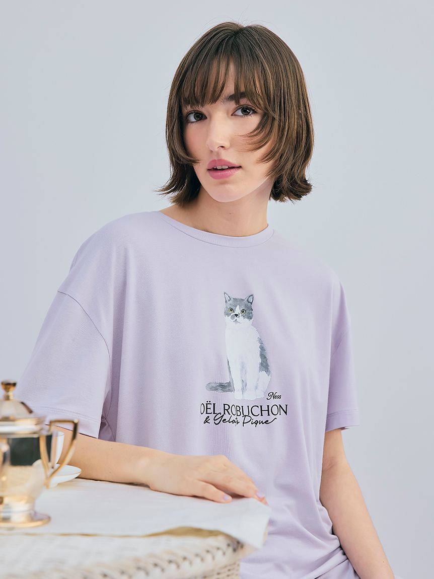 gelato pique「【JOEL ROBUCHON】【持続冷感】CATプリントTシャツ」|ルームウェア|LAV