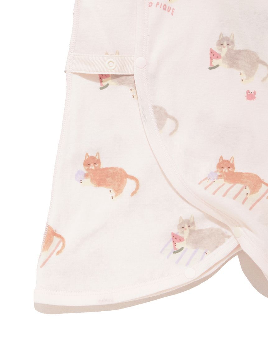 GELATO PIQUE KIDS & BABY「【新生児】シーサイドキャット柄コンビ肌着」|ロンパース|