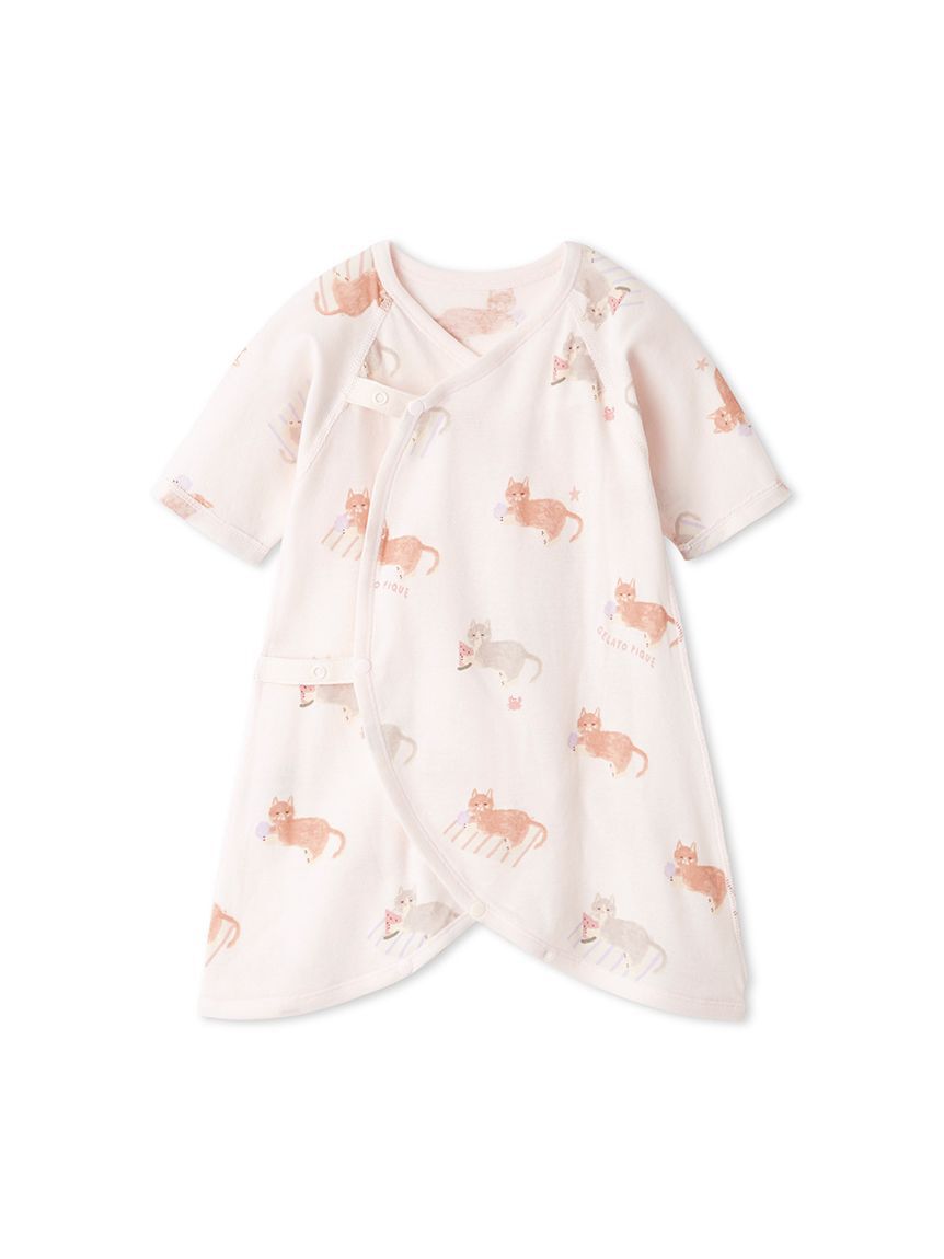 GELATO PIQUE KIDS & BABY「【新生児】シーサイドキャット柄コンビ肌着」|ロンパース|PNK