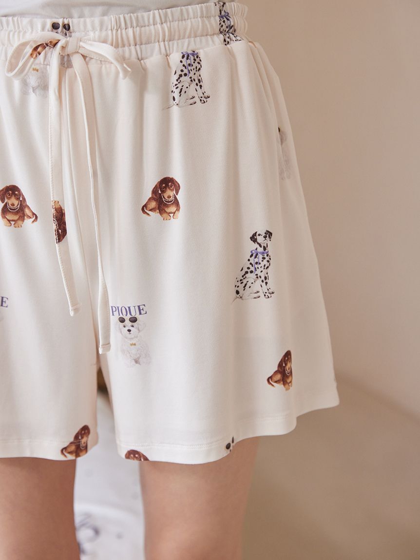 gelato pique「【接触冷感】ファッションCATS&DOGS柄ショートパンツ」|ルームウェア|