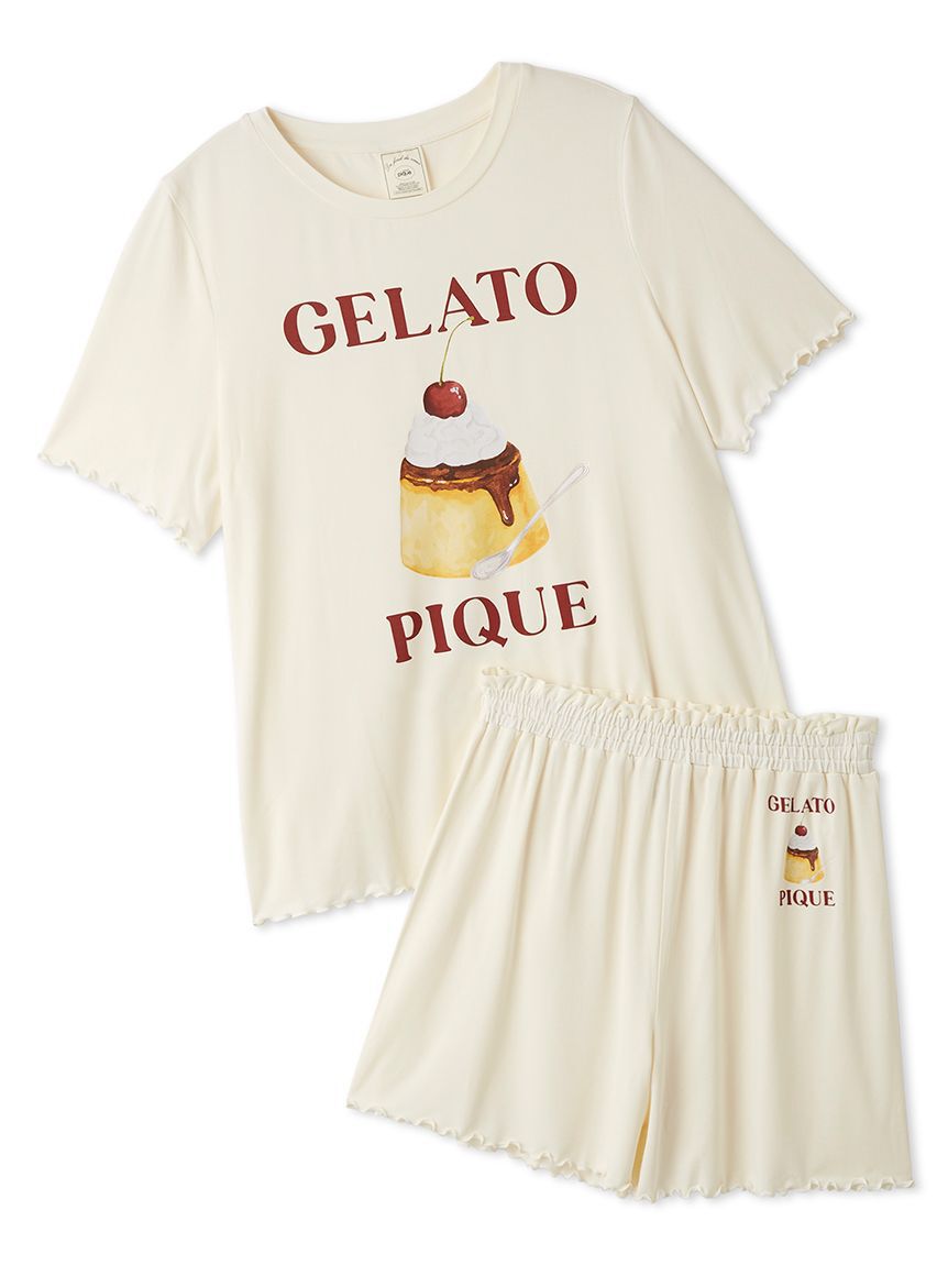 gelato pique「【ONLINE限定】【接触冷感】プリンワンポイントTシャツ&ショートパンツセット」|ルームウェア|
