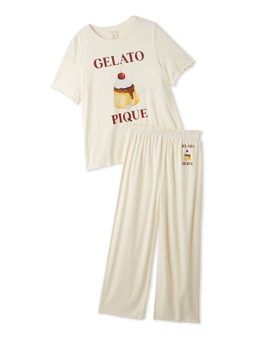 gelato pique「【ONLINE限定】【接触冷感】プリンワンポイントTシャツ&ロングパンツセット」|ルームウェア|CRM