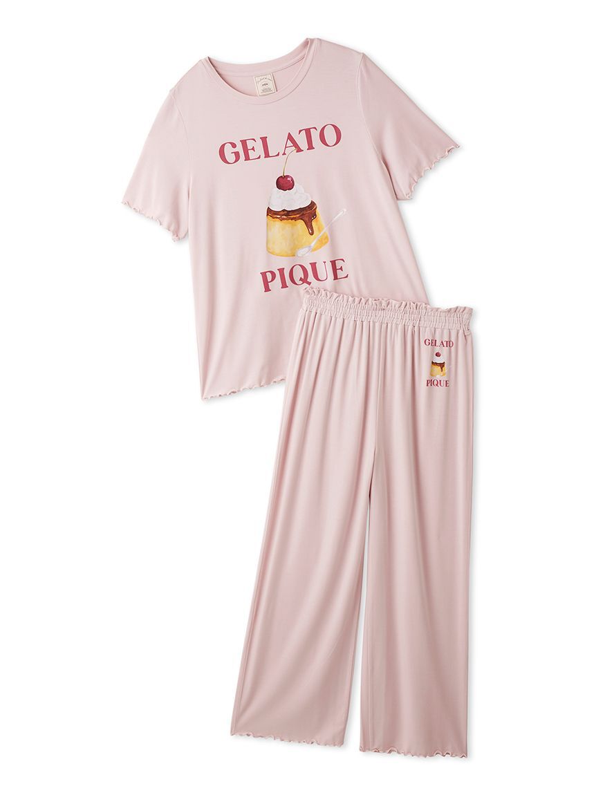 gelato pique「【ONLINE限定】【接触冷感】プリンワンポイントTシャツ&ロングパンツセット」|ルームウェア|