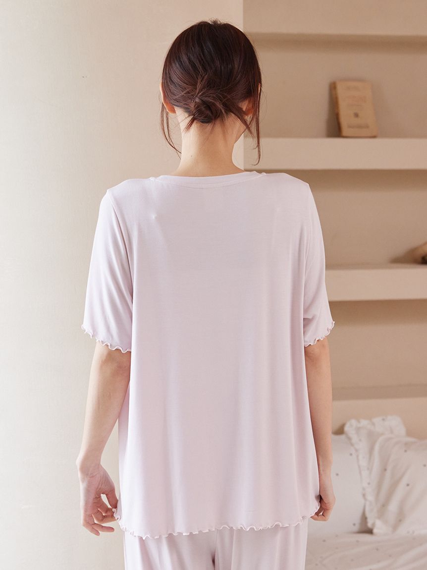 gelato pique「【ONLINE限定】【接触冷感】プリンワンポイントTシャツ&ロングパンツセット」|ルームウェア|