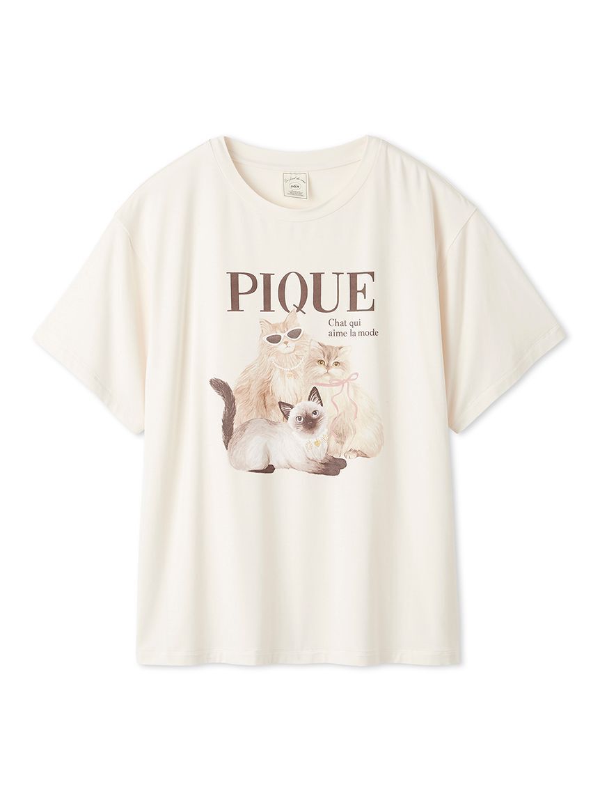 gelato pique「【接触冷感】ファッションCATS&DOGSワンポイントTシャツ」|ルームウェア|