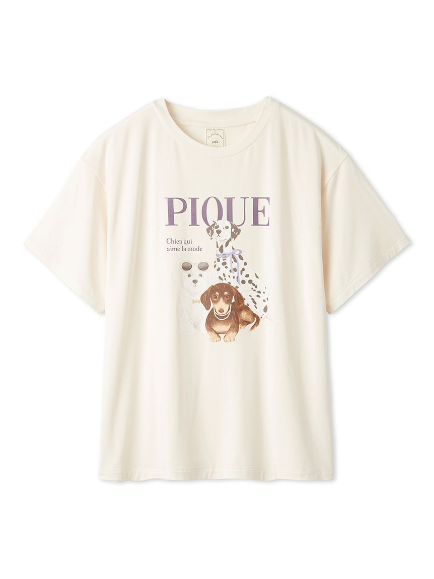 gelato pique「【接触冷感】ファッションCATS&DOGSワンポイントTシャツ」|ルームウェア|
