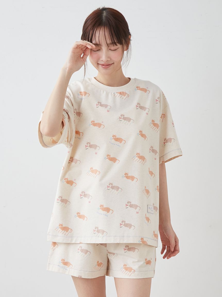 gelato pique「シーサイドキャット柄Tシャツ」|ルームウェア|