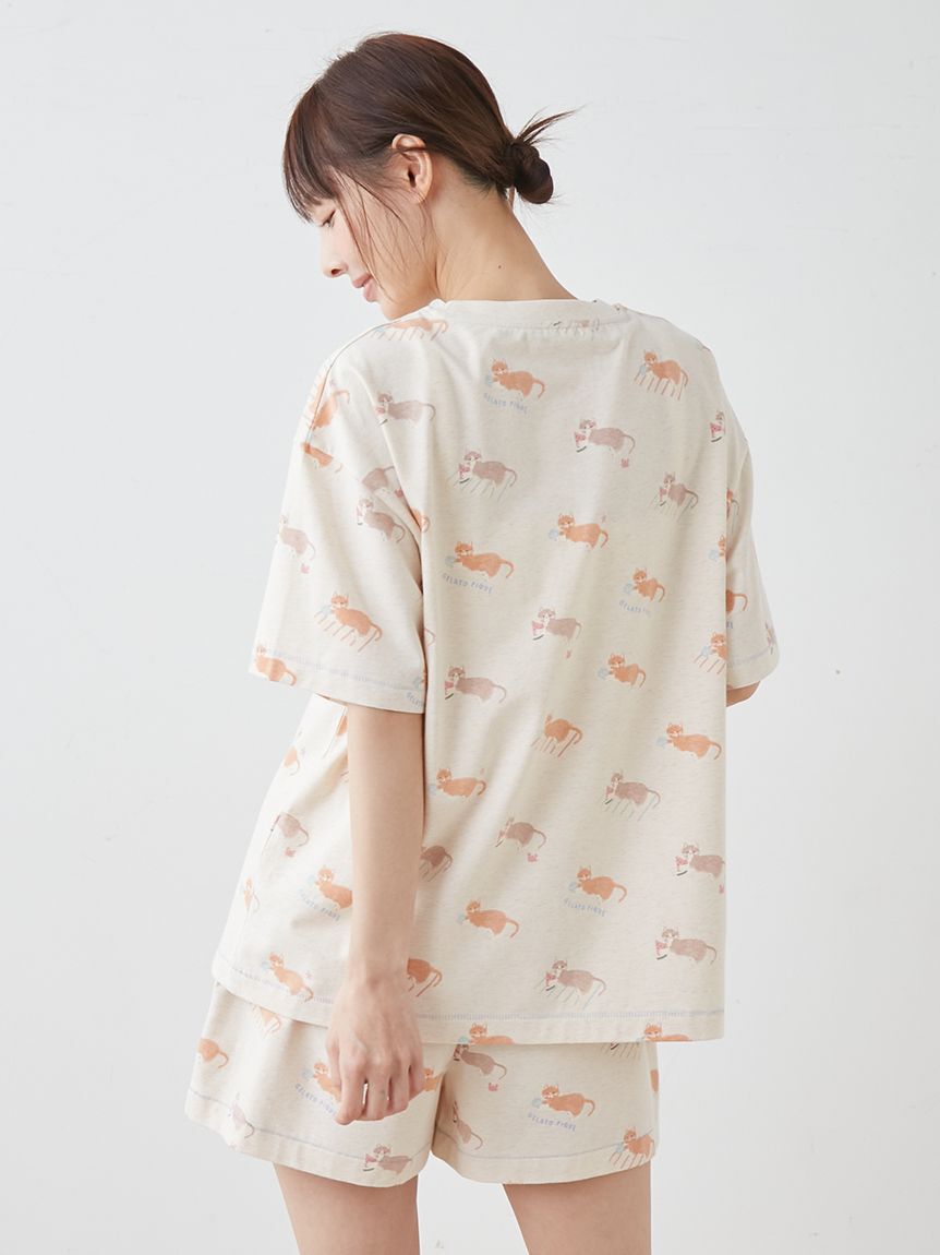 gelato pique「シーサイドキャット柄Tシャツ」|ルームウェア|