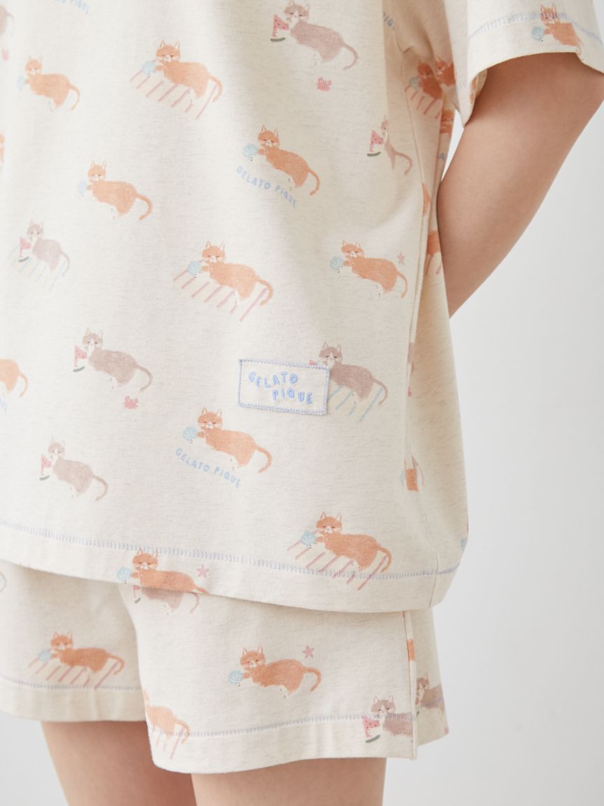 gelato pique「シーサイドキャット柄Tシャツ」|ルームウェア|
