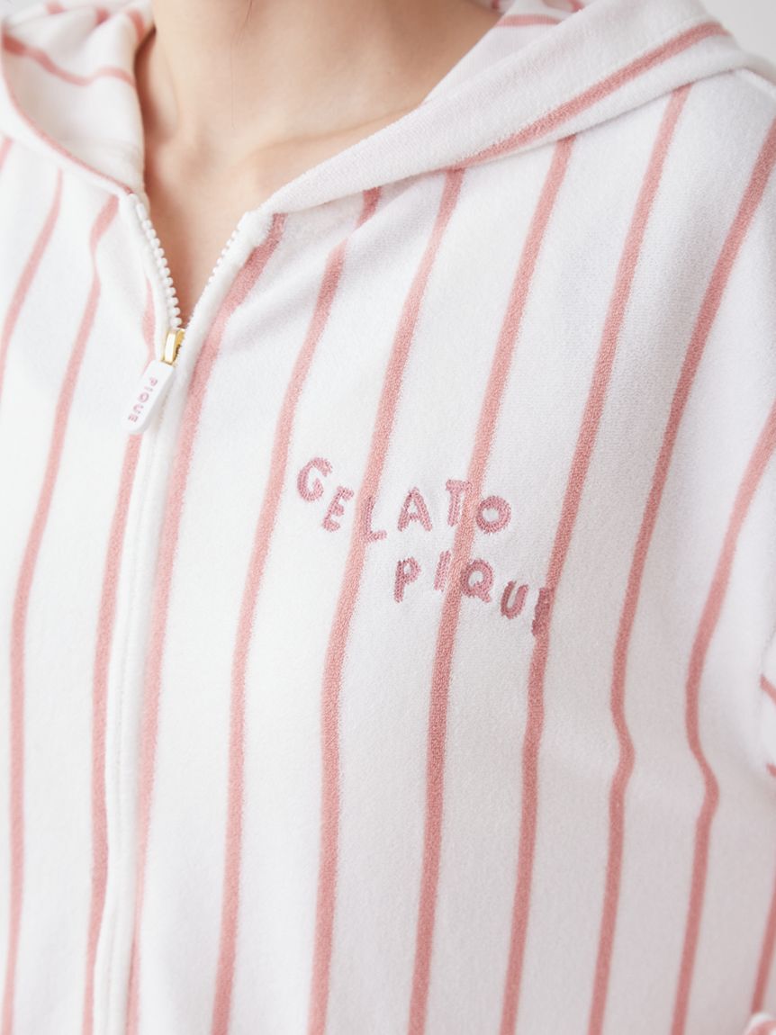 gelato pique「【UVカット】ストライプパイルパーカ」|ルームウェア|