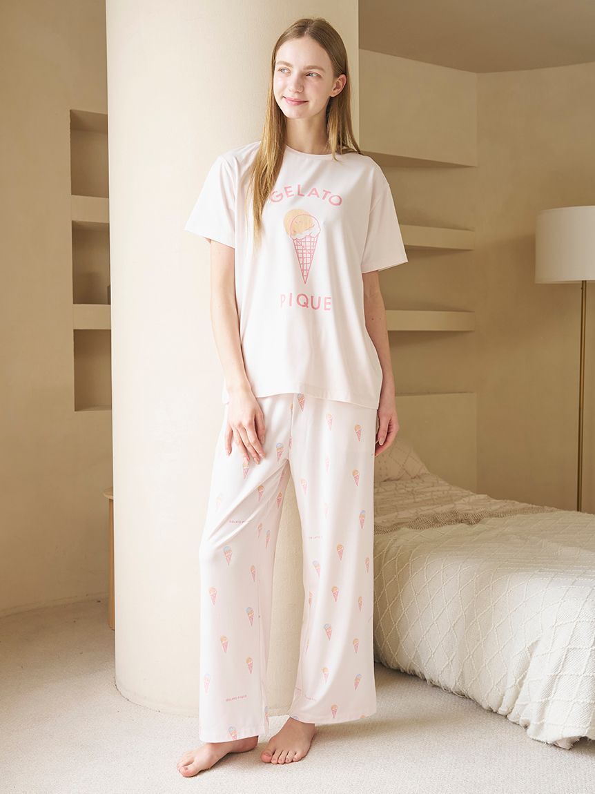 gelato pique「【ラッピング済み】【IFMC.】ワンポイントTシャツ&ロングパンツSET」|ルームウェア|