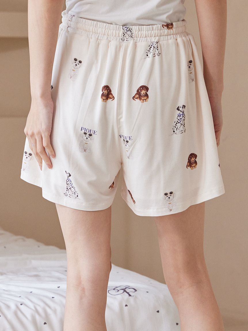 gelato pique「【ONLINE限定】【接触冷感】ファッションCATS&DOGS ワンポイントTシャツ&ショートパンツセット」|ルームウェア|