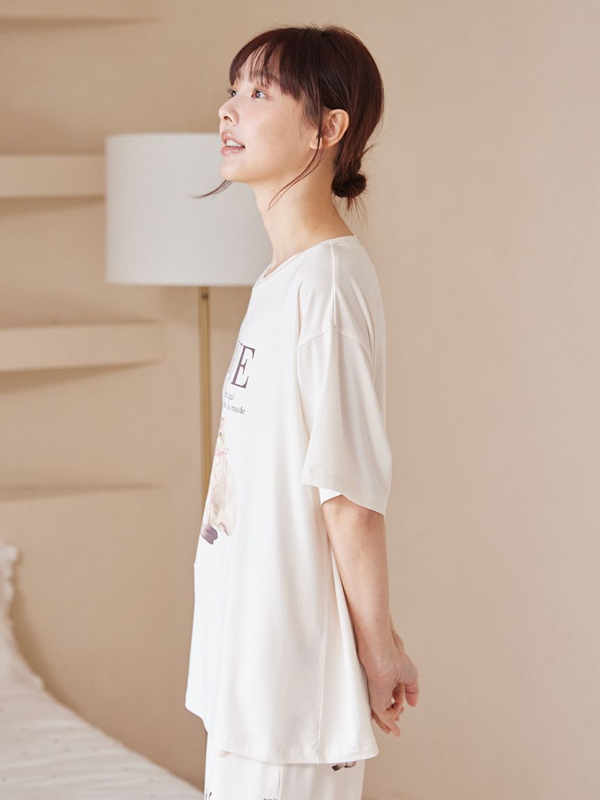 gelato pique「【ONLINE限定】【接触冷感】ファッションCATS&DOGS ワンポイントTシャツ&ショートパンツセット」|ルームウェア|