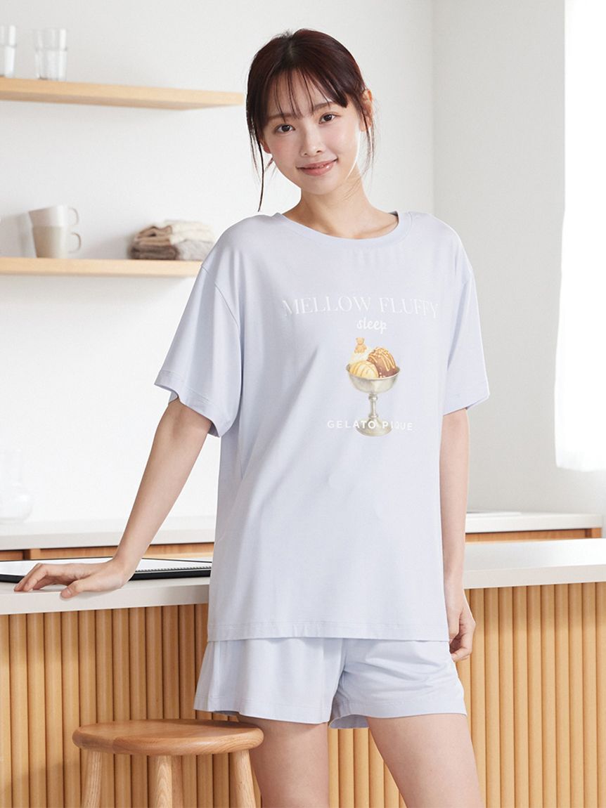 gelato pique「【接触冷感】COOLレーヨンロゴショートパンツ」|ルームウェア|BLU