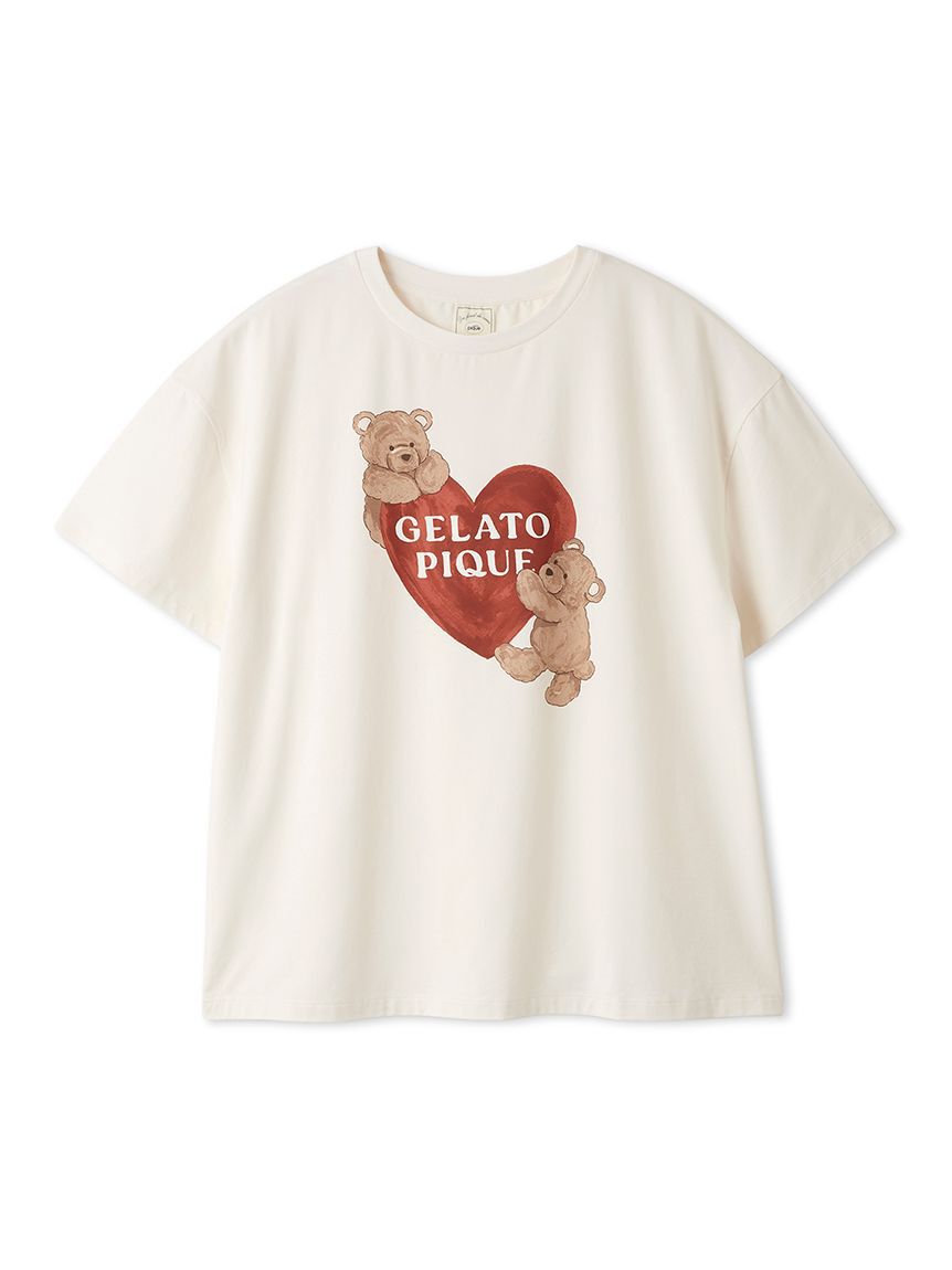 gelato pique「【接触冷感】BEAR　HEARTワンポイントTシャツ」|ルームウェア|