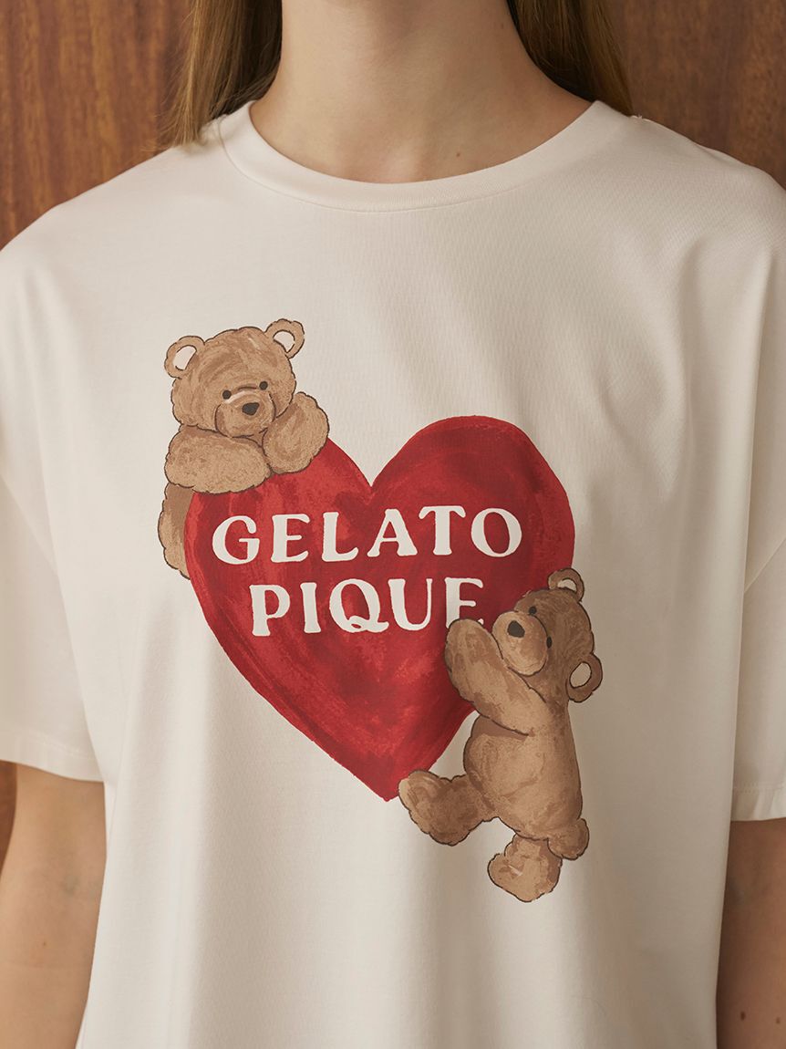 gelato pique「【接触冷感】BEAR　HEARTワンポイントTシャツ」|ルームウェア|