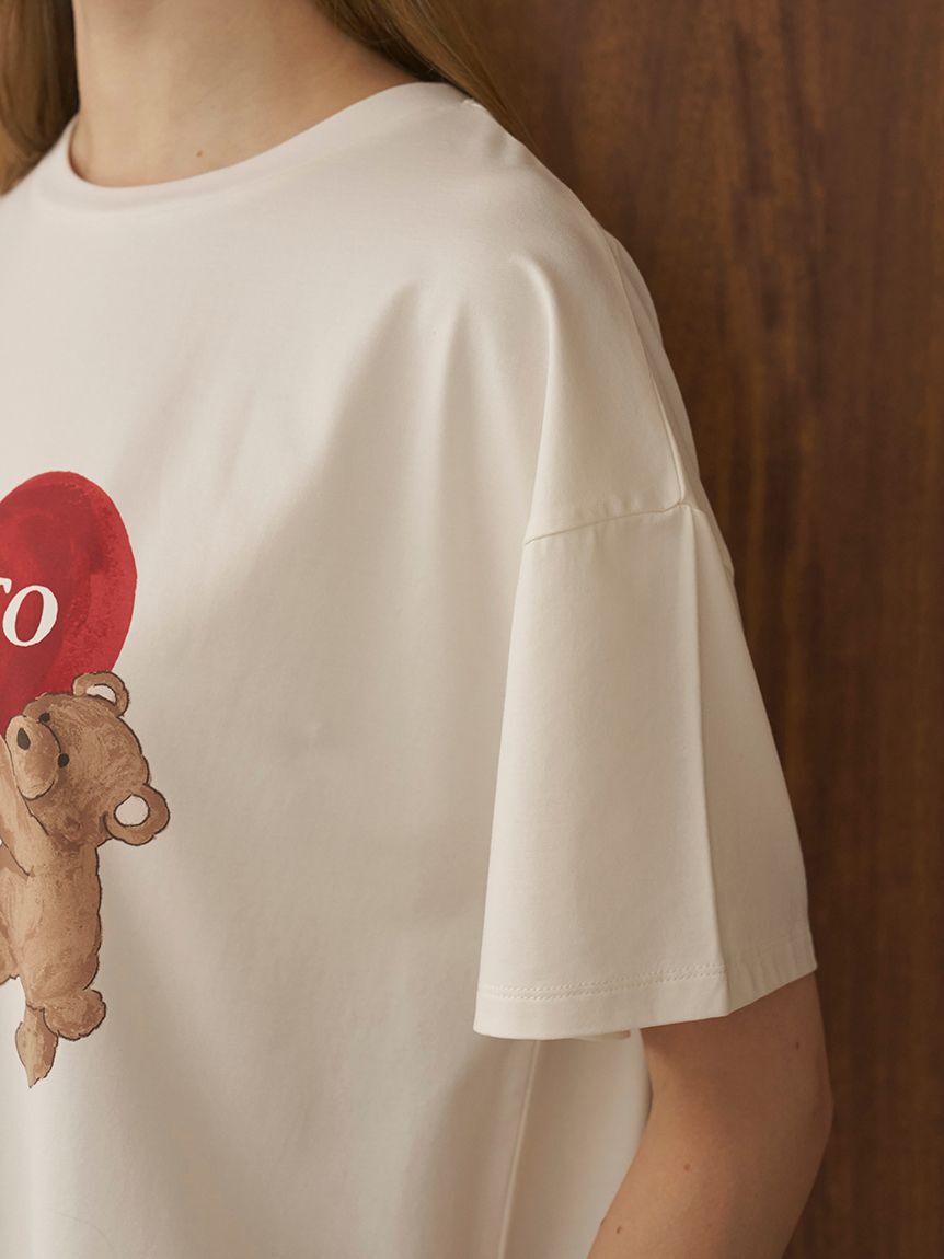 gelato pique「【接触冷感】BEAR　HEARTワンポイントTシャツ」|ルームウェア|