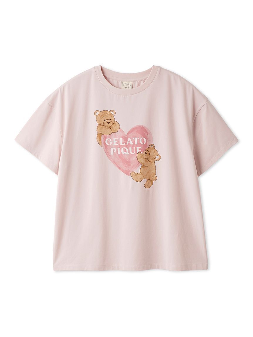 gelato pique「【接触冷感】BEAR　HEARTワンポイントTシャツ」|ルームウェア|PNK