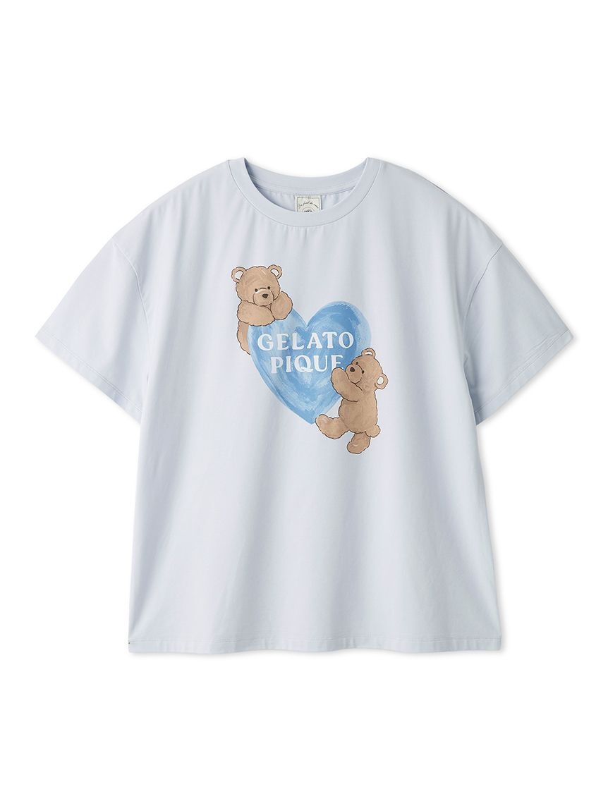 gelato pique「【接触冷感】BEAR　HEARTワンポイントTシャツ」|ルームウェア|BLU
