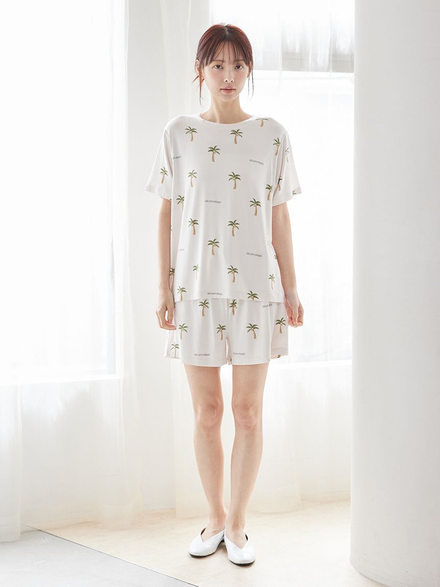 gelato pique「【接触冷感】サマーモチーフ4柄Tシャツ&ショートパンツセット」|ルームウェア|
