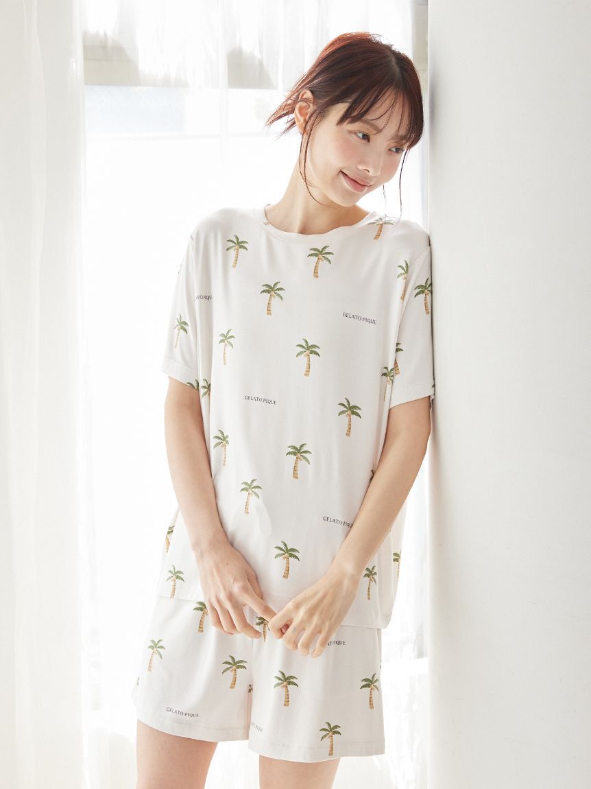 gelato pique「【接触冷感】サマーモチーフ4柄Tシャツ&ショートパンツセット」|ルームウェア|
