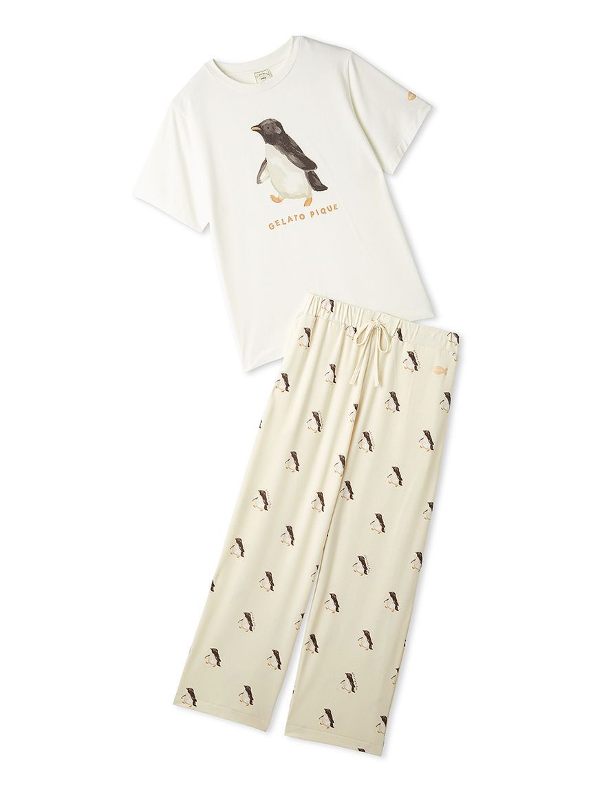 gelato pique「【ONLINE限定】【接触冷感】シーアニマル柄ワンポイントTシャツ&ロングパンツセット」|ルームウェア|YEL