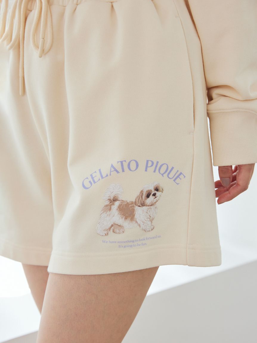 gelato pique「【UVカット】お散歩ドッグ裏毛ショートパンツ」|ルームウェア|