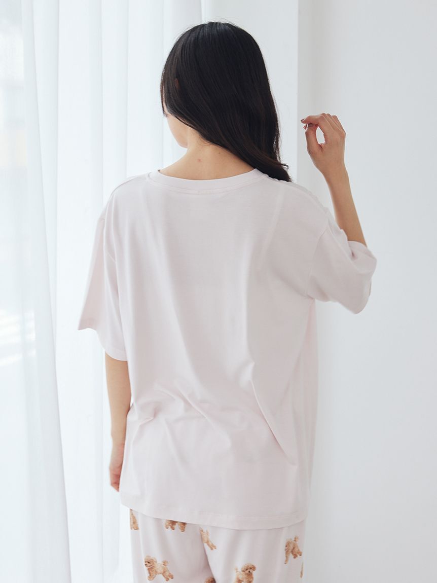 gelato pique「【接触冷感】【UVカット】お散歩ドッグワンポイントTシャツ」|ルームウェア|