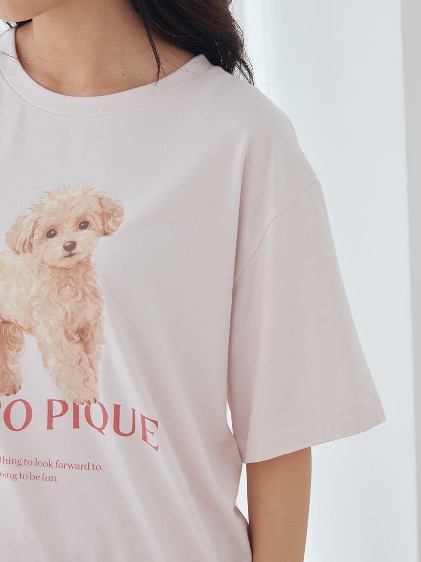 gelato pique「【接触冷感】【UVカット】お散歩ドッグワンポイントTシャツ」|ルームウェア|