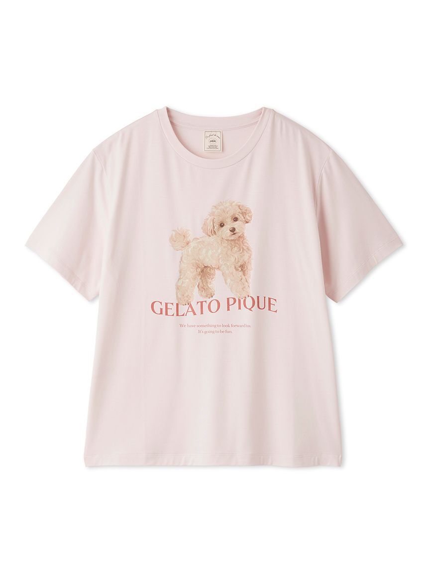 gelato pique「【接触冷感】【UVカット】お散歩ドッグワンポイントTシャツ」|ルームウェア|