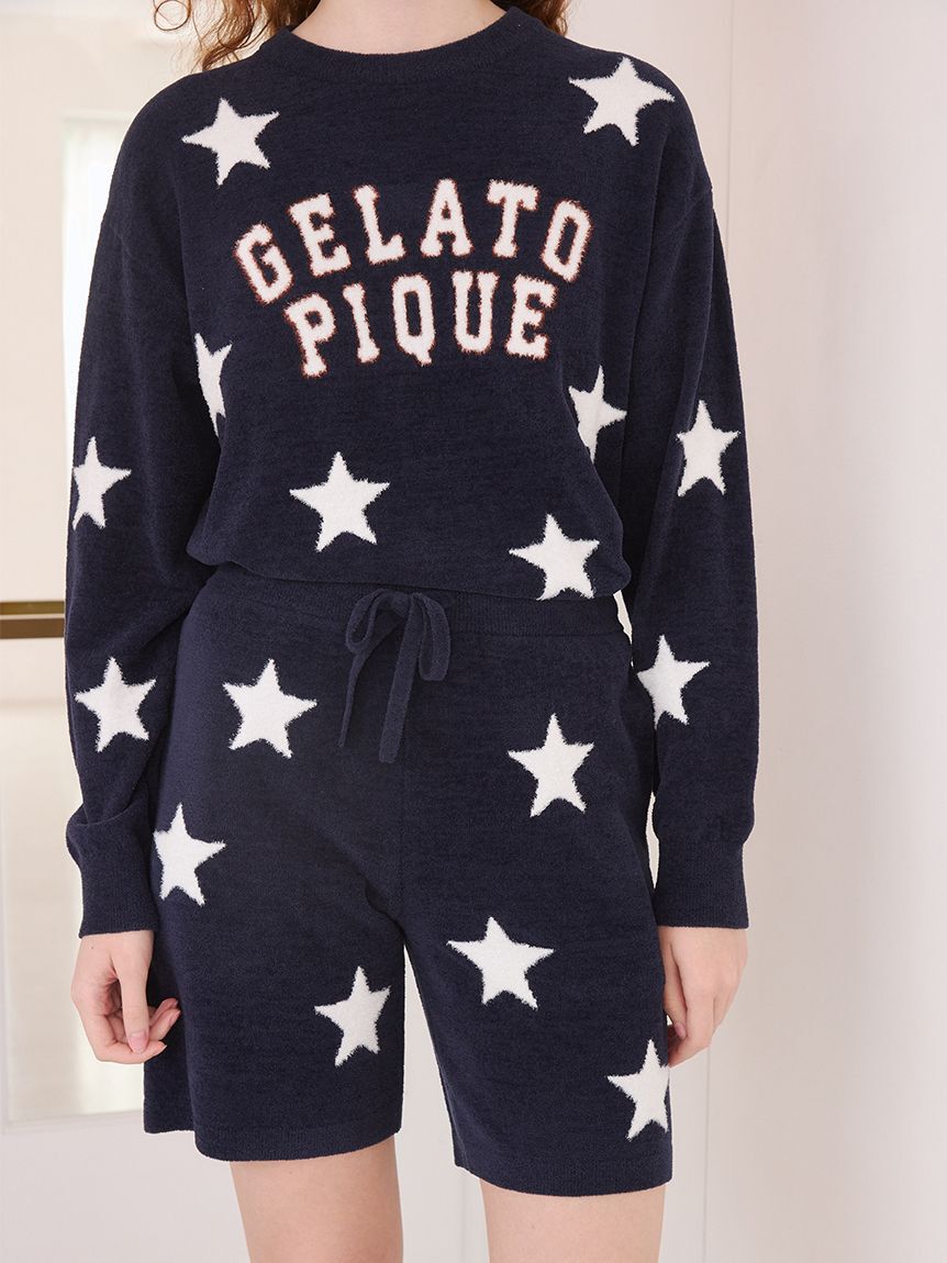 gelato pique「【UNISEX】エアリーモコカレッジスタージャガードハーフパンツ」|ルームウェア|