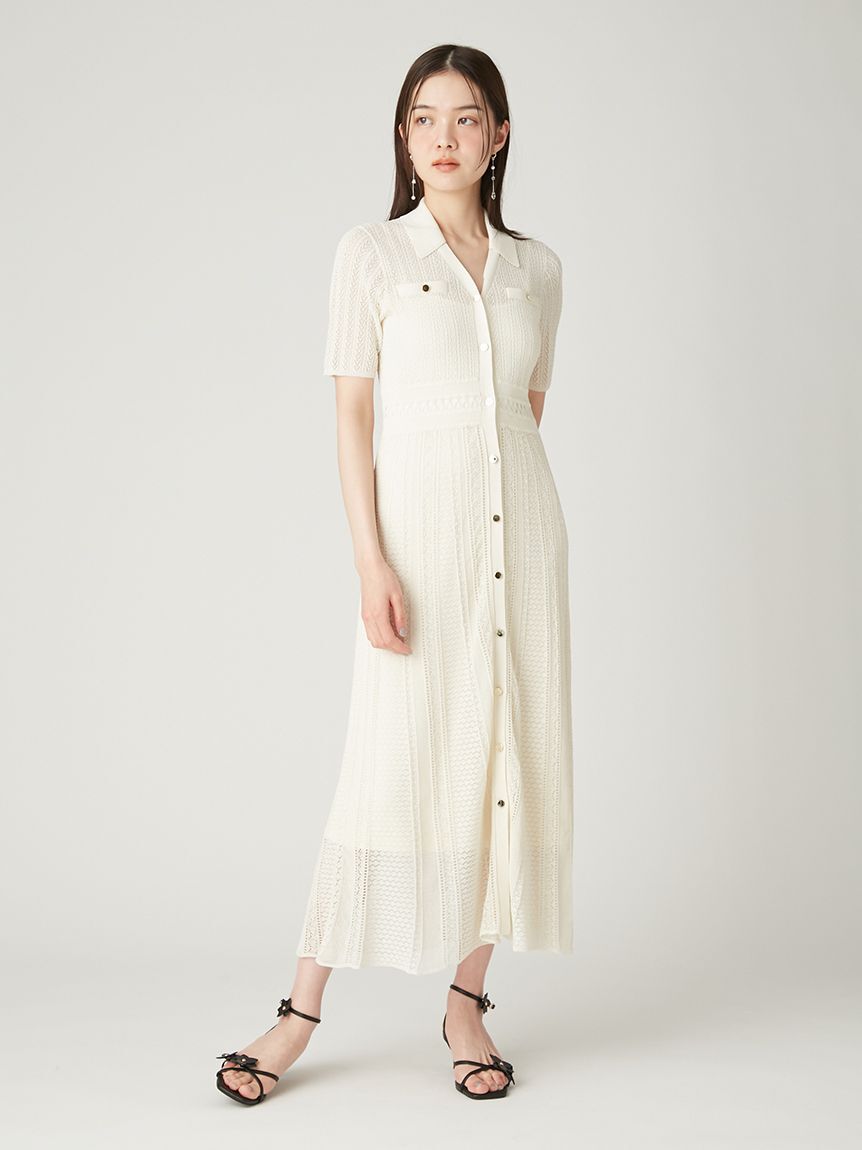 FRAY I.D「アイレットレースニットワンピース」|ワンピース|