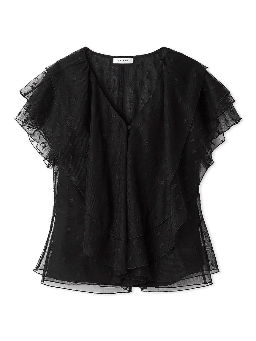 FRAY I.D「ラッフルチュールレースブラウス」|シャツ・ブラウス|BLK