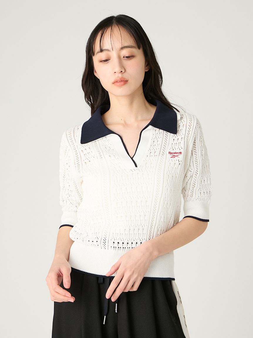 FRAY I.D「【Reebok&times;FRAY I.D】ポロカラーメッシュニットプルオーバー」|ニット・セーター|