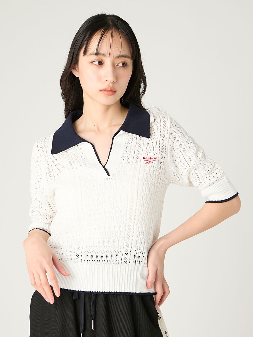 FRAY I.D「【Reebok&times;FRAY I.D】ポロカラーメッシュニットプルオーバー」|ニット・セーター|