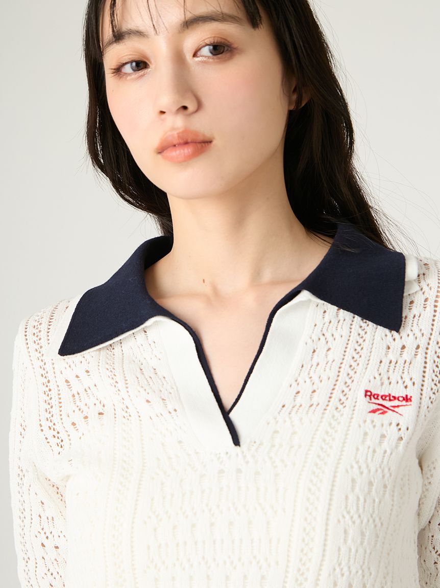 FRAY I.D「【Reebok&times;FRAY I.D】ポロカラーメッシュニットプルオーバー」|ニット・セーター|