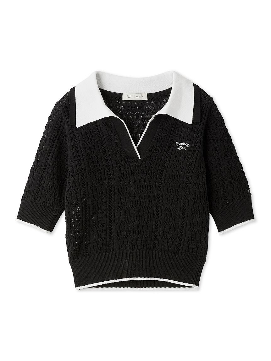 FRAY I.D「【Reebok&times;FRAY I.D】ポロカラーメッシュニットプルオーバー」|ニット・セーター|BLK