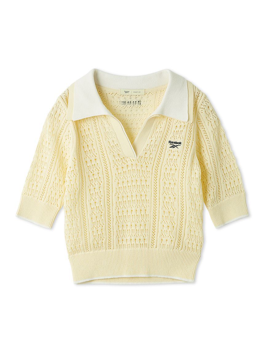 FRAY I.D「【Reebok&times;FRAY I.D】ポロカラーメッシュニットプルオーバー」|ニット・セーター|YEL