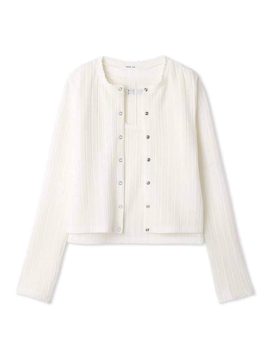 FRAY I.D「レースカットソーアンサンブル」|カーディガン|WHT