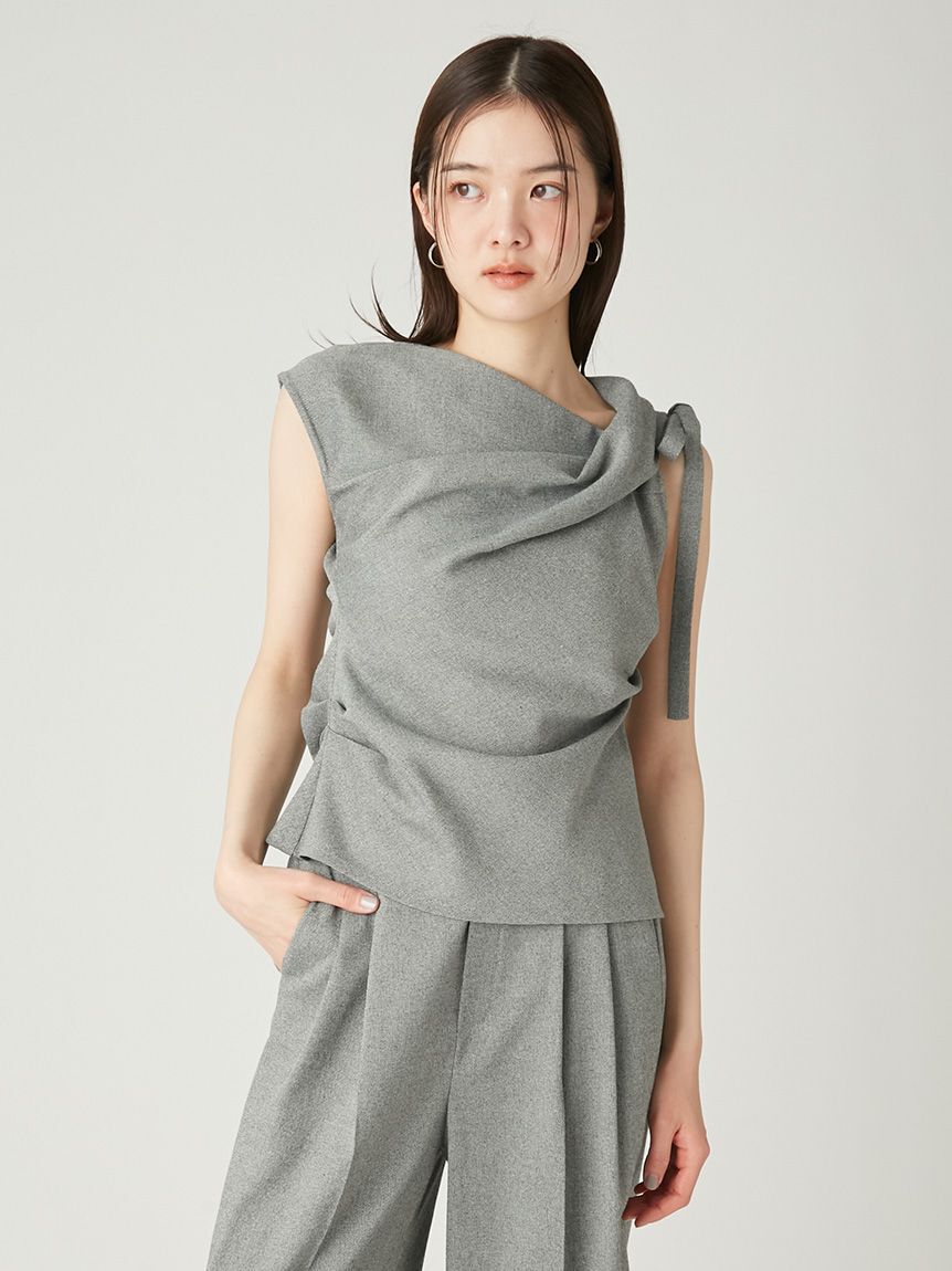 FRAY I.D「サイドリボンアシメブラウス／ウォッシャブル・防シワ・吸水速乾・ストレッチ」|シャツ・ブラウス|