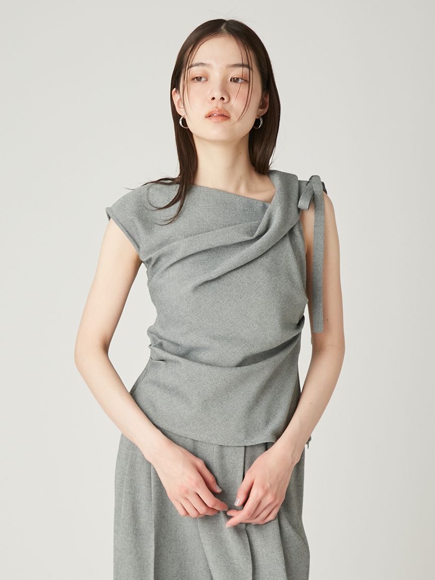 FRAY I.D「サイドリボンアシメブラウス／ウォッシャブル・防シワ・吸水速乾・ストレッチ」|シャツ・ブラウス|